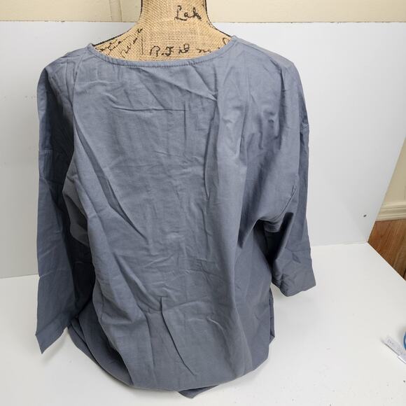 Women's Gray Linen 3/4 Sleeve Button Style Lounge Wear Tunic Top Size 2XL - Picture 3 of 3